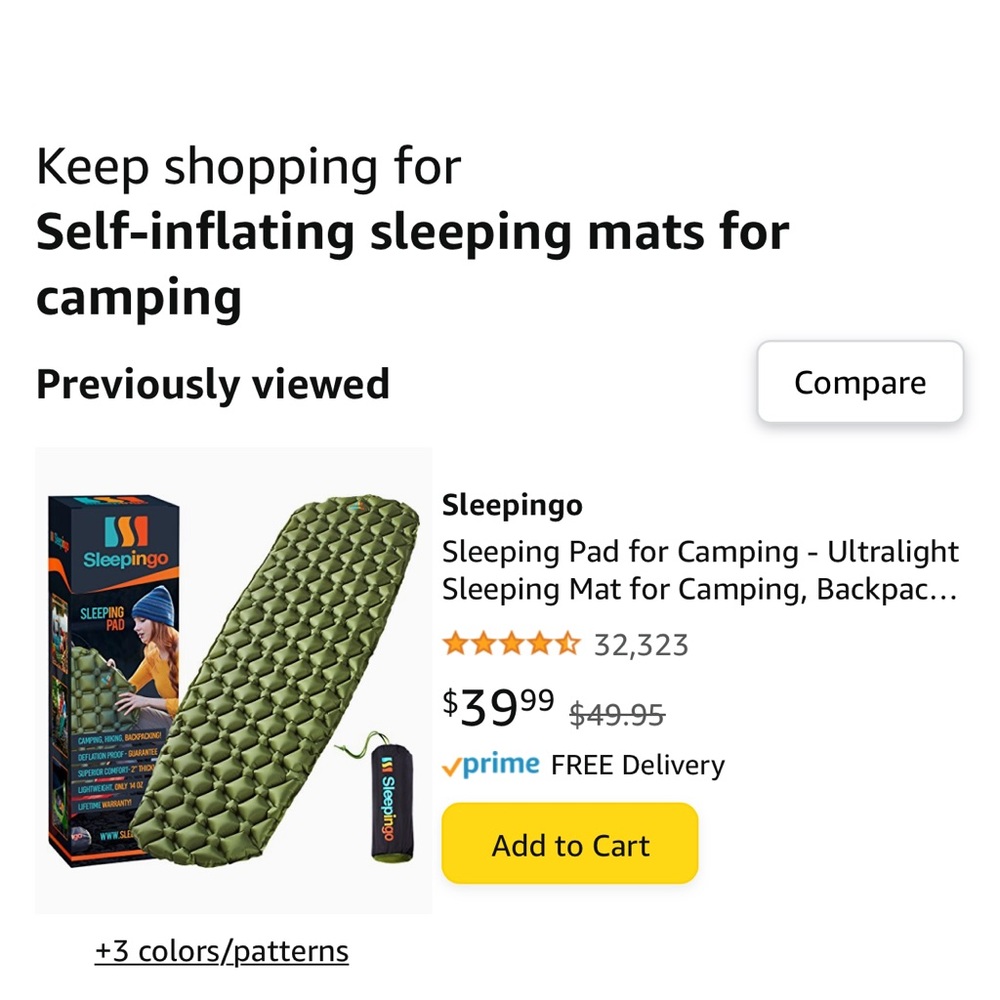 New in box Sleepingo sleep pad